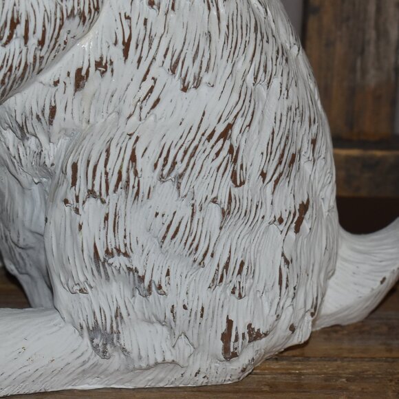 Resin Distressed Shabby Chic White Bunny Rabbit Country Cottage Farmhouse Decor - Picture 3 of 11